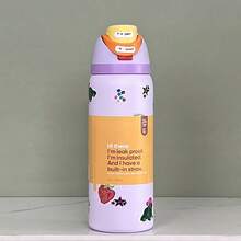 Owal.A Insulated Stainless Steel Water Bottle With Straw For Sports, Travel And School, Sports Bottle, 32oz - Light Purple - View 2