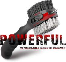 CHAMPKEY PRO Retractable Golf Club Brush | Oversized Brush Head With Soft Rubber Hand Grip &Amp; Retractable Groove Cleaner Golf Brush - Black - View 3