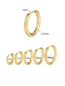 10pcs Minimalist Stainless Steel Circular Hoop Earrings, Unisex Fashion Versatile Ear Clips Accessories For DIY Jewelry Making - Hoop Earrings - View 2