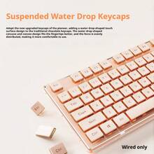 EWEADN V3 Wired Office Keyboard, Full Size 104 Quiet Keys, Comfortable Typing With Pudding-Style Keycaps, All-Metal Panel, Soft LED Backlight, Ergonomic Design For Daily Work & Home Office - Multicolor - View 4