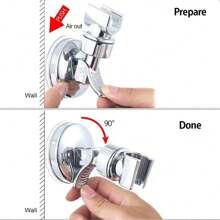 1 pièce Support ajustable pour pomme de douche, support mural de salle de bain en chrome avec forte ventouse, support universel monté au mur pour pomme de douche à main, sans perçage requis