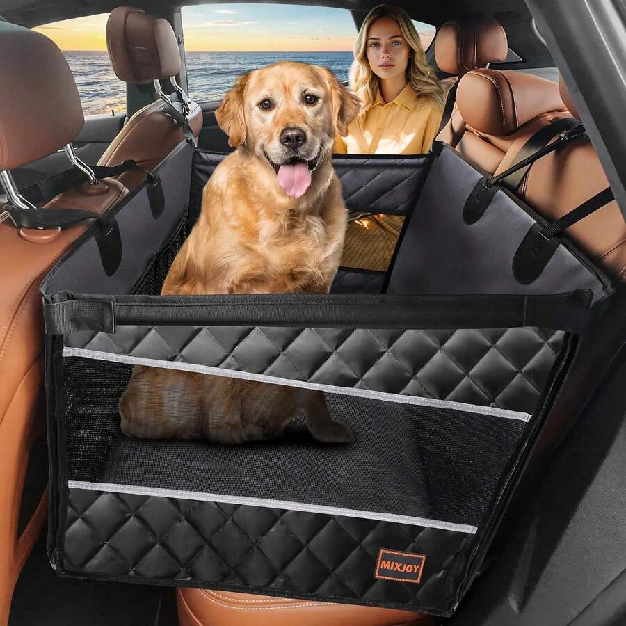MIXJOY Dog Car Large Medium Dogs, Back Extender Pets, Waterproof Pet Carseat Medium Sized Dog, Hammock Pet, With Storage Pocket/SUV/Truck(L) - 1 - 查看 1