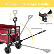 ROSONG Collapsible Wagon Cart With Wheels Foldable - Folding Utility Heavy Duty Wagons Carts For Grocery Sports Garden Shopping Camping - Burgundy - View 7