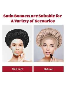 Silk Sleeping Cap, Satin Hair Cap, Soft Elastic Belt Silk Sleeping Cap, Curly Silk Hair Band, Adjustable Silk Sleeping Cap, Suitable For Curly Hair/Natural Hair, Waterproof Shower And Sleep Hair Care, Suitable For Home Bathroom Decoration And Sleep