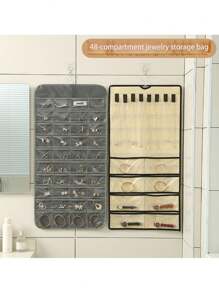 Jewelry Storage Bag, Double-Sided 80-Compartment Jewelry Display Stand For Earrings And Necklaces, Home-Use Dust-Proof Organizing Hanging BagJewelry Storage Hanging Bag, Earring Storage Hanging Bag, Necklace Hanging Storage