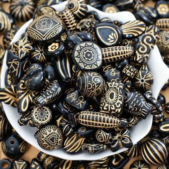 100g Mixed Colors,Vintage Baroque-Inspired Acrylic Beads, Holes For DIY Jewelry Making, Ideal For Bracelets & Earrings