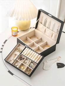 Luxury Jewelry Box With Lock & Key - Vintage Leather 2-Layer Organizer, Plush Velvet Lined For Necklaces, Rings, Earrings - Valentine's/Birthday Gifts For Women - Multicolor - View 6