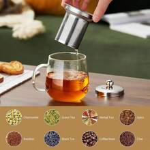 Glass Tea Cup With Infuser And Lid, 17.6oz/520ml Large Borosilicate Teacup,Tea Glass, Clear Mug For Loose Leaf Tea, Blooming Tea, Microwave & Dishwasher Safe - Tea Maker Gift For Birthday - Stainless steel - View 6