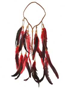 1 件女式多色纯色波西米亚流苏羽毛头饰花朵头带，新娘婚礼旅行派对装饰优雅发饰，适合日常使用万圣节