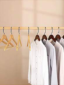 5/10pcs Solid Wood Clothes Hanger, Clothing Store, Hotel, Household Clothes Hanger, Bedroom Clothes Drying Rack, Hanging Hanger, Wooden - Multicolor - View 4