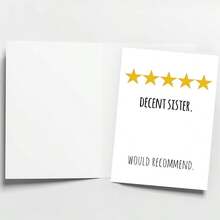 Humorous Sister Birthday Card With 5-Star Rating System - "Decent Sister. Would Recommend." Funny Greeting Card For Sisters, Friends, Family - Perfect For Birthday Celebrations & Gifts, Funny Birthday Cards - Multicolor - View 6