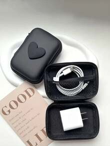 迷你数码收纳包 - 完美收纳U盘、硬盘、耳机等！EVA心形设计，防震拉链，适合收纳耳机、数据线、充电器等。居家、旅行、健身、露营、度假、日常使用、约会、节日、返校、假日旅行必备。 - 彩色 - 查看 3