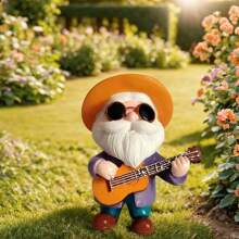 1 pièce Figurine d'un vieillard jouant de la guitare dans un jardin, élément de décoration artistique pour créer une scène miniature sonore, un beau cadeau