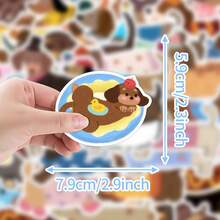 50 件卡通腊肠犬涂鸦贴纸乙烯基美学贴纸剪贴簿、日记、保险杠、滑板、水瓶、卡通、安全帽、汽车贴纸和贴花 - 彩色 - 查看 2