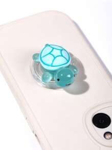 1/3 piezas Soporte de agarre de teléfono con diseño de tortuga colorida y brillante en la oscuridad, diseño de animal marino de dibujos animados 3D, cómodo soporte de escritorio, 2 en 1 adhesivo y soporte, ABS+Silicona, se adapta a la mayoría de los teléfonos