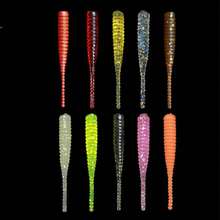 10 件装钓鱼软饵，带诱饵针尾，Wacky Rig Worms 软塑料棒饵，淡水和咸水钓鱼诱饵配件 - 彩色 - 查看 3