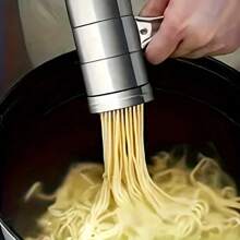 1pc Stainless Steel Manual Pasta Maker With 5 Interchangeable Molds - Vintage Handheld Italian Noodle Press, Suitable For Home Kitchen, Household Multi-Functional Pasta Making Tool