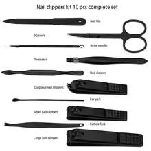 Glamne Manicure Set Nail Clippers Kit Professional Stainless Steel Nail Care Tools With Leather Travel Case 10 In 1 Black - 紅色 - 查看 5