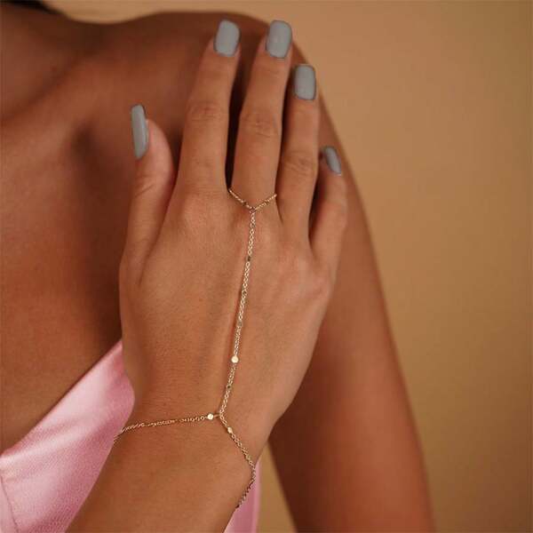 1 pulseira de corrente achatada da moda, design minimalista, adequada para o verão, viagens, encontros, festas, joias de verão, joias ocidentais, acessórios de praia, bola, praia, verão, joias, acessórios