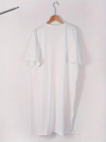 Women's, Bathrobe, Nightgown,-Shirt Dress, Heart Print, Knitted Fabric, Four Seasons Comfortable, Fashionable And Summer Homewear, Top,, Wife And Mother, Women. XLYY - 白色 - 查看 3