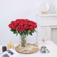 1/2/5/10PCS Artificial Rose Bouquet, Plastic Floral Silk Cloth Bouquet, Birthday Party Decoration, Wedding Flower Basket, Bride Holding Flowers, Home Decoration, Dining Room, Bedroom, Windowsill, Vase Decoration, Valentine's Day Gift, New Year Outdoor Garden, Start Of School Season