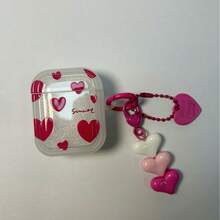 Pink Bluetooth Earphones Case Heart-Shaped Frame Compatible With AirPods 4/3/1/2, AirPods Pro, AirPods Pro 2, Thick Soft Protective Cover - Multicolor - View 2