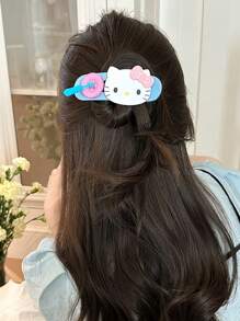 Sanrio Sanrio, 1pc/2pcs Hello Kitty Large Cute Girl Hair Clips With Button Design, Cartoon Girl Hair Accessories, Pink Cartoon Cute Hair Clips. Suitable For Daily Use And Ideal As Sweet And Lovely Gifts For Girls. ,Flat Claw Clip, Hair Slide, Hair Claws