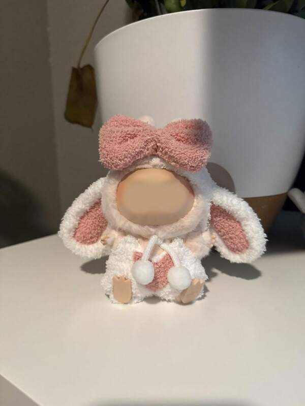 This Is A 17cmlababa Hanger, Two Pieces Garment With Droplet-Eared Rabbit Clothes, For Labubu A Headgear And A Strappy Vest, Little Animals , Cute And Adorable