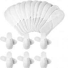 1/5/10 Pairs Disposable White Slippers, Unisex SPA Slippers, Hotel Bulk Slippers For Guests, Non-Slip Sole, Closed Toe Design, Fluffy, No Power Needed, Suitable For Bathroom, Wedding, Shoeless Home And Other Occasions Insulation, Galentines, Puppy, Carnival,Shoe,Spring Summer Picks,Brides Maid Gifts,Room,Bedroom Decor,Beach,Travel,For Men,For Women,Vacationcute Stuff - White - View 2