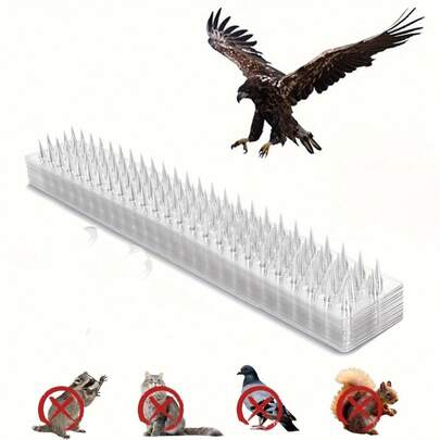 8/4/2 Pack Plastic Bird Spikes, No Power Needed, Can Deter Cats And Squirrels, Suitable For Garden Fence System, Anti-Perching Strips, Multi-Purpose Plastic Bird Spikes | Effectively Repel Pigeons And Small Animals, Easy Tape Installation, Indoor/Outdoor Bird Control Solution, Long-Lasting Protection