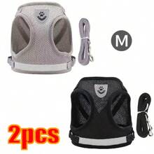 Pet Cat Dog Reflective Vest Harness & Leash Set, Includes Harness, Leash, Brush; Pet Outdoor Walking Harness & Foldable Food Bowl Set, Hassle-Free Travel