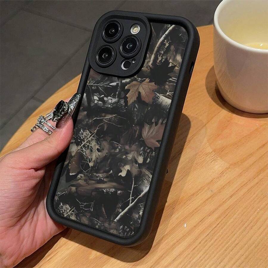 Camo Pattern Phone Case For IPhone 16 14Plus, Anti-Drop Cellphone Protective Case, Total Protective Shockproof Mobile Phone Cover,Lens Protection Protector Casing Smartphone - Black - View 1