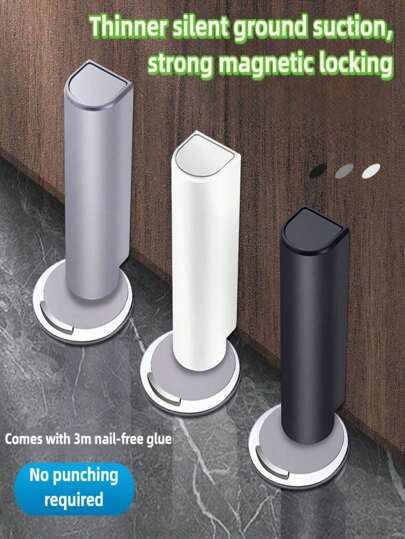 Fermo magnetico per porta, nuovo fermo per porta silenziato sul pavimento, supporto per lampada con design anti-calci, facile da installare, efficace per prevenire inciampi di bambini e anziani, fermo per porta resistente alla corrosione e antipolvere