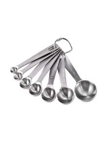 6 件套不锈钢量勺，厨房烘焙用量勺，精确食物测量 - 彩色 - 查看 1