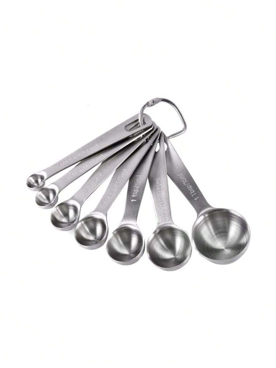 6 件套不锈钢量勺，厨房烘焙用量勺，精确食物测量 - 彩色 - 查看 1