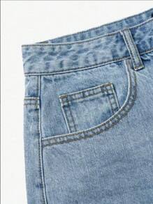 Teens Boy Light Blue Summer Fashion Vintage Loose Denim Shorts