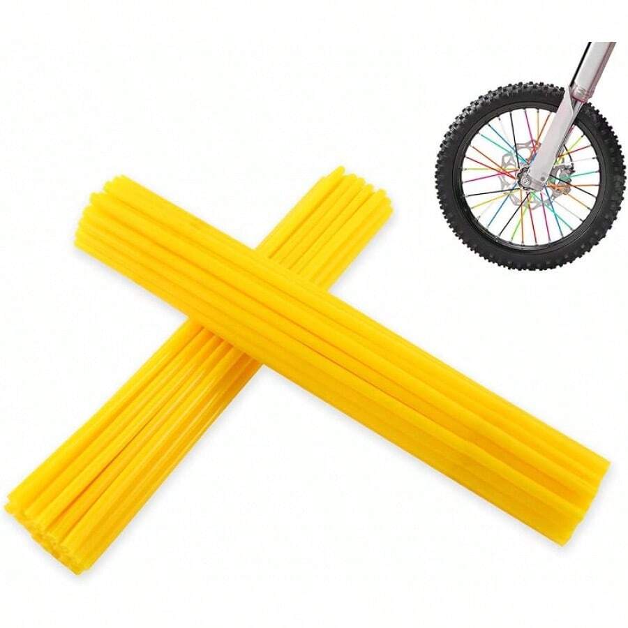 Spoke Skins Spoke Covers: 8-21 Inch Rims Protector & Decoration For Dirt Bike | Bike | Bicycle | Wheelchair | Motorcycle - 72Pcs - Yellow - View 1