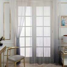 2 Peças Cortinas de Bordado Modernas com Canaleta para Vareta, Decoração de Janela para Quarto, Sala de Estar, Quarto de Bebê