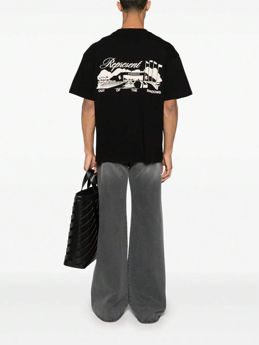 200g Cotton T-Shirt 2025 Men's New Short-Sleeved Cotton Vacation Pattern Short-Sleeved Crew Neck Matching Look