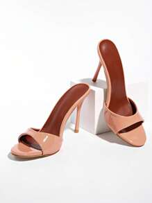 2025 Summer New Versatile Patent Leather Women Sandals, Sexy Pointed Toe High Heel Elegant Nightclub Slippers