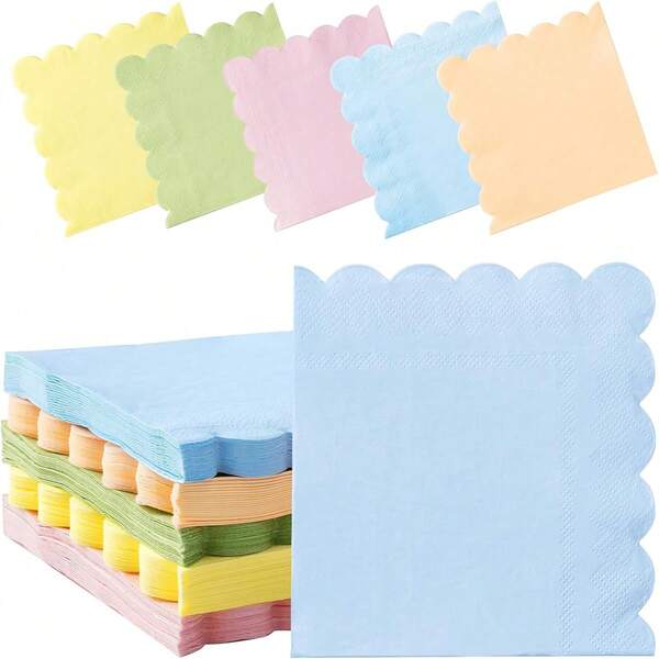 20 paquetes de 120 servilletas de cóctel con forma de abanico de colores del arcoíris, de 10 pulgadas (aproximadamente 25*25 cm), servilletas de bebida de material desechable, adecuadas para bodas, fiestas de cumpleaños, novias, aniversarios, fiestas de bebé, servilletas pastel, servilletas de cóctel con borde de lámina de oro con forma de abanico, papel grueso desechable de 2 capas, servilletas de cena adecuadas para bodas, fiestas de bebé, cenas, fiestas de cumpleaños (en múltiples colores)