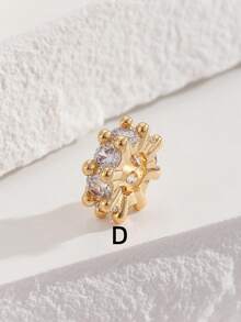 1pc Copper Gold-Plated Color-Preserving Purple Rhinestone Inlaid Spacer Bead Barrel Bead Crystal Pearl Bracelet DIY Accessory Loose Parts - Yellow Gold - View 6