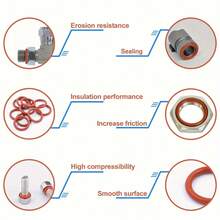 351 件硅胶 O 型圈密封垫圈套装，耐油耐热圆形橡胶组合，适用于汽车、管道和水龙头，10 种尺寸，工业液压、气动和水管密封件，55D 硬度，合成橡胶 - 紅色 - 查看 5