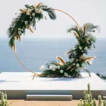 1set Round Golden Metal Balloon Arch Stand Kit, Suitable For Birthday, Wedding, Bridal Shower, Graduation, Anniversary, Christening, Summer, Theme Party, Home Decor, Valentine's Day, Halloween, Christmas, Thanksgiving,Christmas