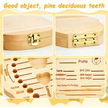 1pc Wooden Baby Teeth Box, Flip-Cover Style Tooth Fairy Box, Infant Tooth Collection Container For Boys And Girls