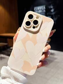 Orange & Weiß Herz Muster Handyhülle - Kompatibel mit Apple 16 Pro Max, 14/13, 12, 11 Pro Max, XS Max, X, XR, 8, 7, 6S, Plus, Mini, stoßfeste Handyhülle, passend als Geburtstagsgeschenk, für Freundin, Freund oder für den Eigenbedarf