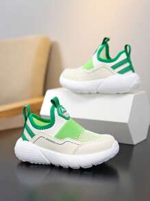 1 Pair Girls Spring/Summer Low-Top One-Push Slip-On Sports Shoes, Single-Layer Mesh Elastic Upper, Easy On/Off, Macaron Bright Colors, Non-Slip Outsole, Soft & Comfortable, Fashionable & Cute, Suitable For Daily, Outdoor, Travel, Sports