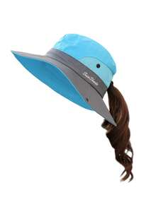 1 件装，女士马尾辫太阳帽，防紫外线可折叠网眼宽边沙滩帽，户外帽 - 顏色 - 查看 1