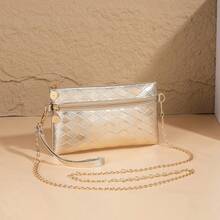 New Minimalist Fashion One Shoulder Diagonal Crossbody Bag, Lightweight Clutch Handbag, Versatile Evening Bag - Gold - View 3