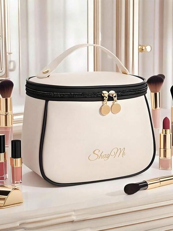1 Stück luxuriöse Make-up Tasche aus Kunstleder, Bonbon Make-up Tasche, Handtasche, tragbare Kulturtasche, Reise Make-up Tasche, tragbare Make-up Tasche, multifunktionale Aufbewahrungstasche mit Griff, Reise Make-up Tasche, Kulturtasche, Reise Make-up Organizer mit Fächern und Griff für Frauen Aufbewahrung, Reiseessentials, Schulanfang, Dorm Lagerung